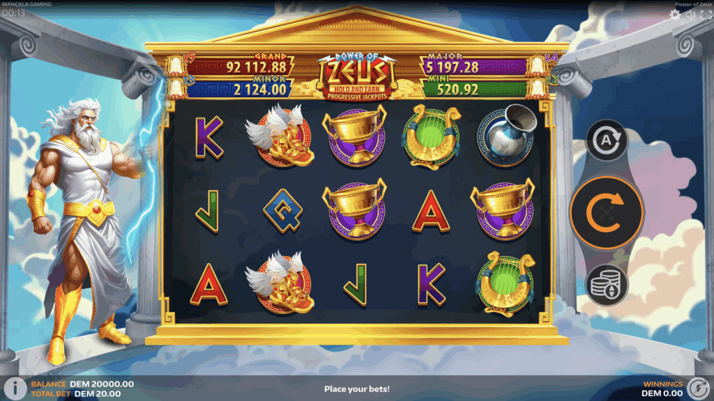 Power of Zeus Mancala Gaming tela inicial